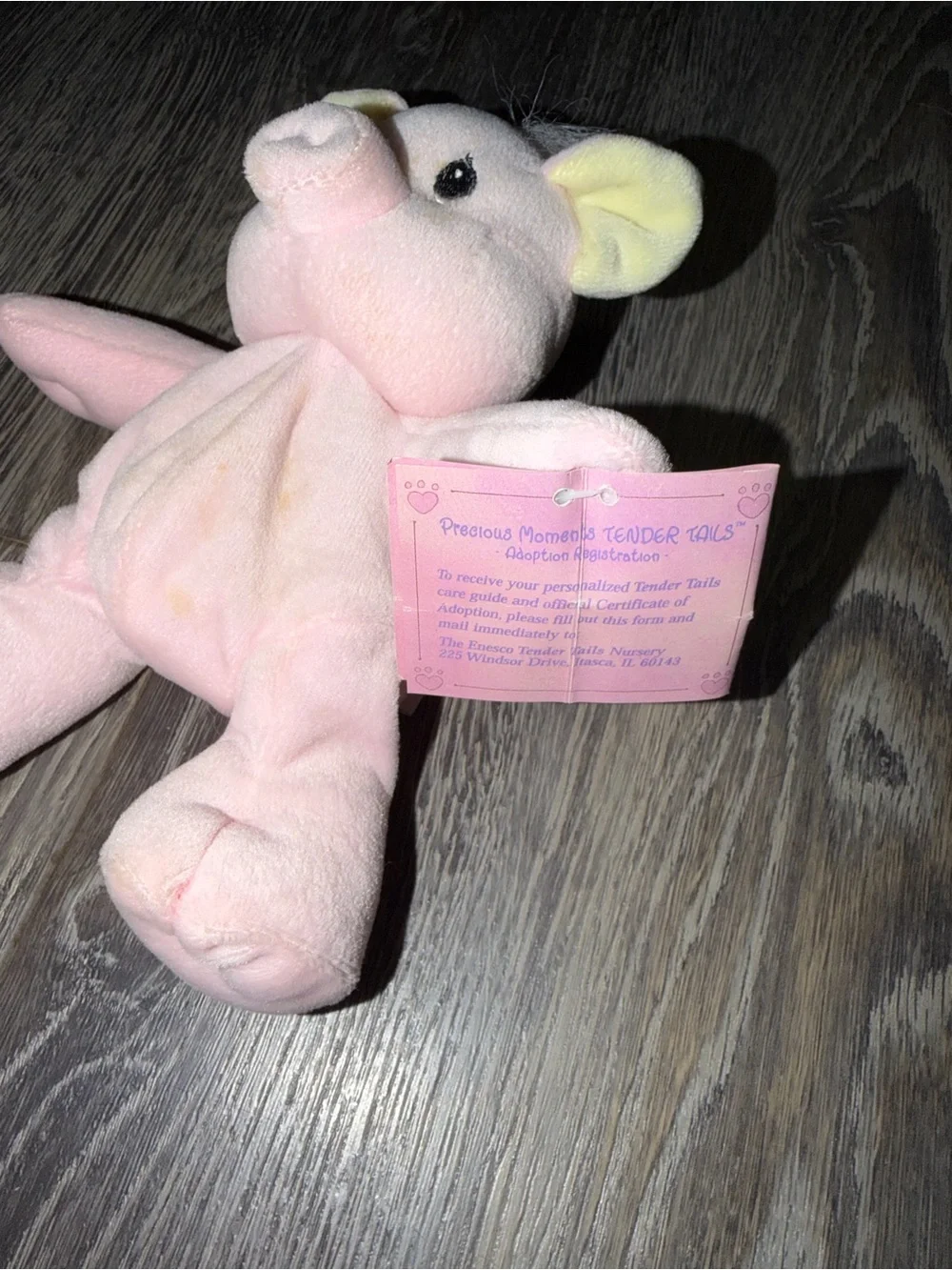 Vintage 1997 Precious Moments Tender Tails Pig Plush Stuffed Animal 358258 NWT